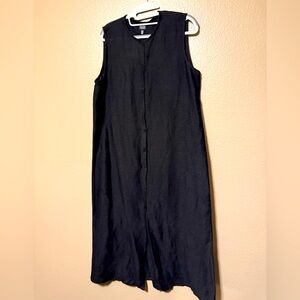 Eileen Fisher Black Button Down Sleeveless Dress